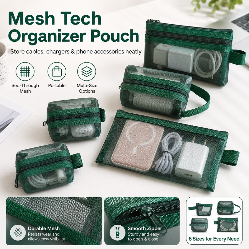 Office Tech Backpack - Набор из 6 сетчатых органайзеров, портативная